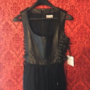 Dress Leather top w/ sheer skirt